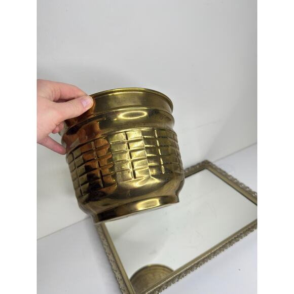 Lacquer Brass Planter for House plants, Made in India, Vintage - Picture 6 of 9